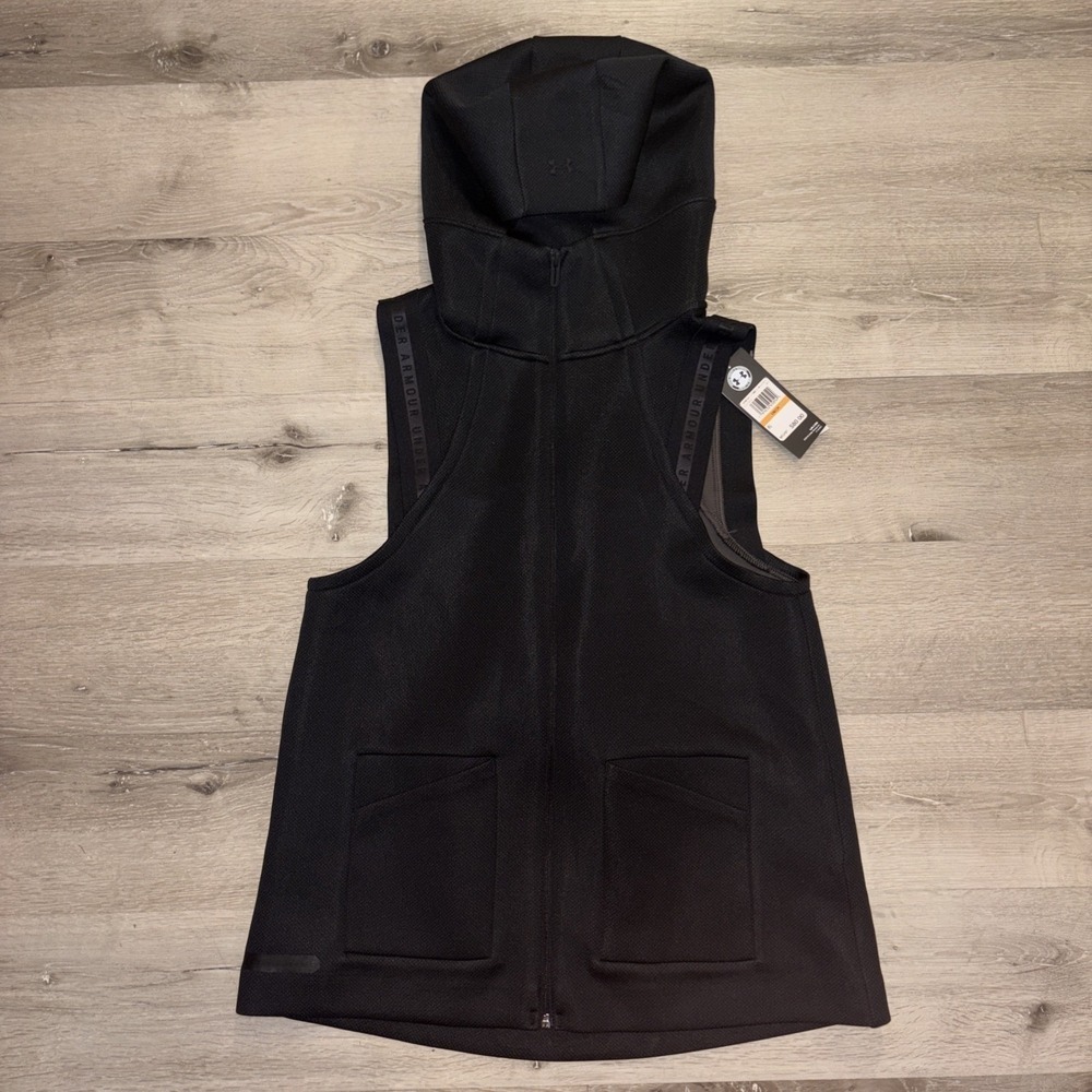 Under Armour Full Zip Sleeveless Hooded Lightweight Jacket Woman's Small Black